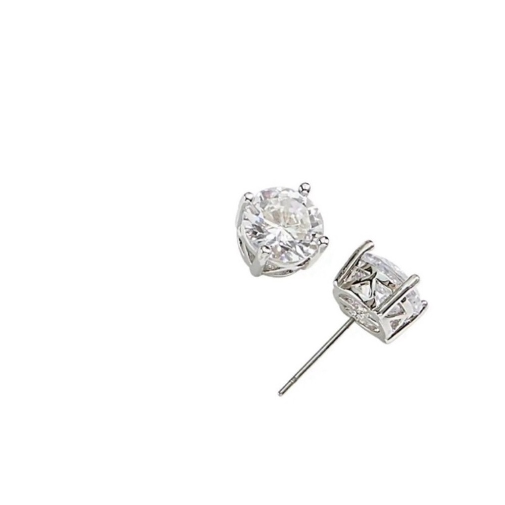 Park Lane Clear Crystal Stud Earrings in Silver Tone